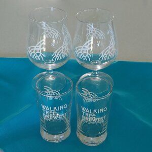 Walking Tree Brewery Vero Beach, FL set of 2 Snifters & Taster Glasses